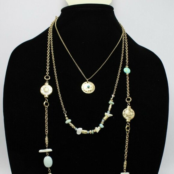 RUFF HEWN  bohemian style gold silver multi strand necklace - Picture 8 of 8